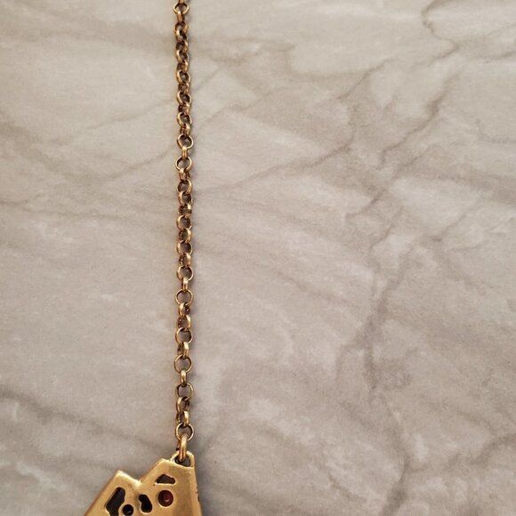 ✨ J.Crew Pave Rhinestone Crystal Blue Gold Coral Bohemian Necklace ✨ - Picture 10 of 16